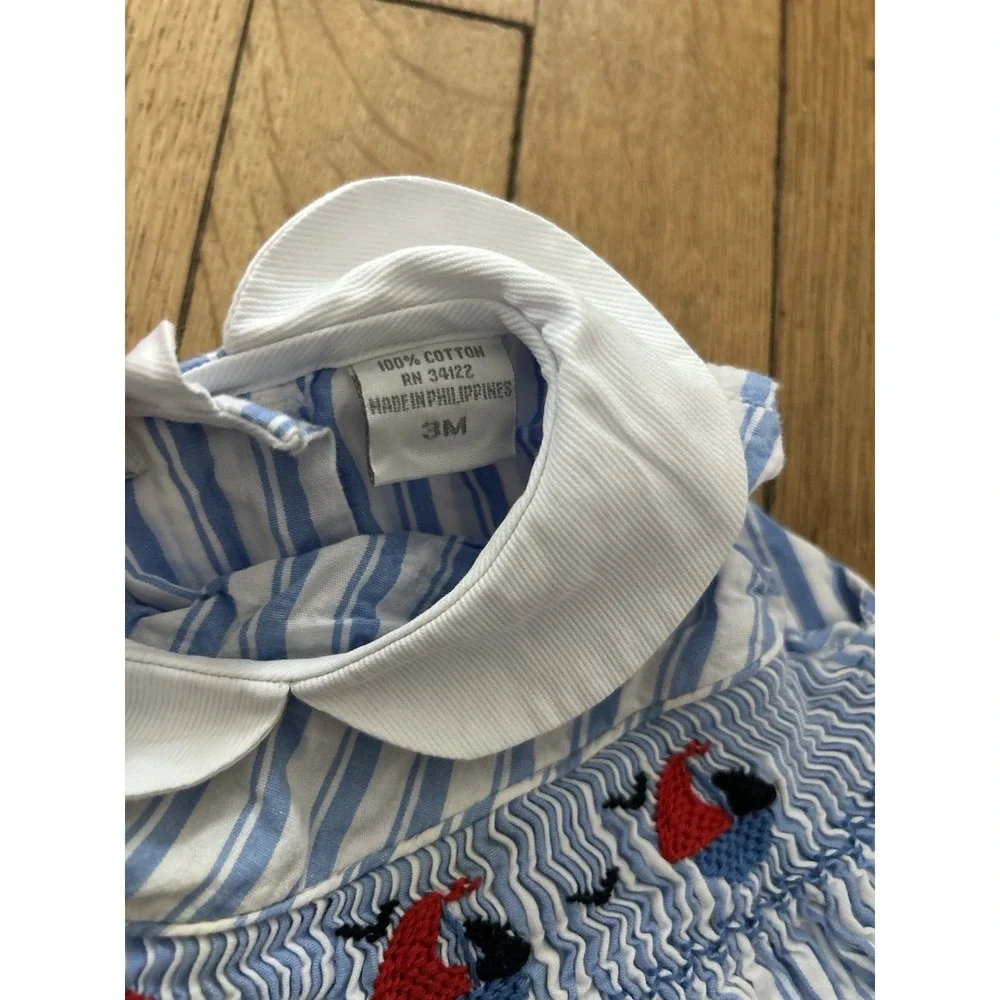 Carriage Boutique Summer Dress 3 Months Red White Blue Nautical Sailboat Striped